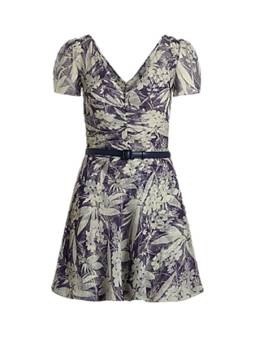 Ralph Lauren Collection Silk V-neck flare dress with Leather Belt